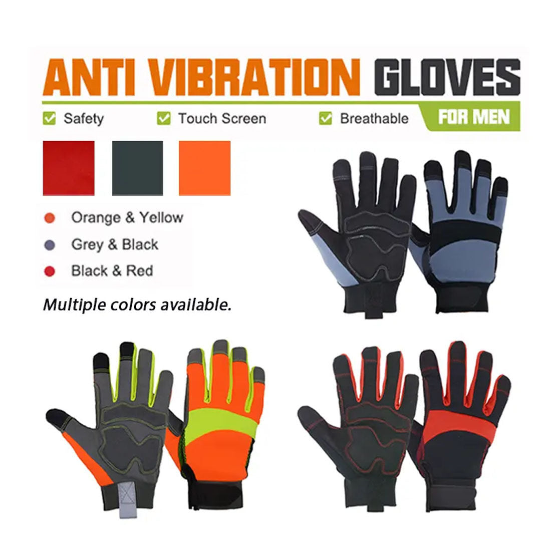 Best Performance High Quality Leather Reflective Anti-slip Anti-Heat Anti-Cut Anti-Vibration Anti-Static Safety Gloves