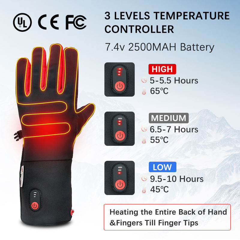 Waterproof Heated&nbsp; Battery Powered Touch Screen Thin Winter Gloves