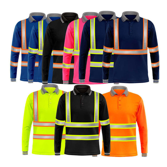 Construction Safety&nbsp;Reflective&nbsp; Polo Polyester Long Sleeve Shirt&nbsp;