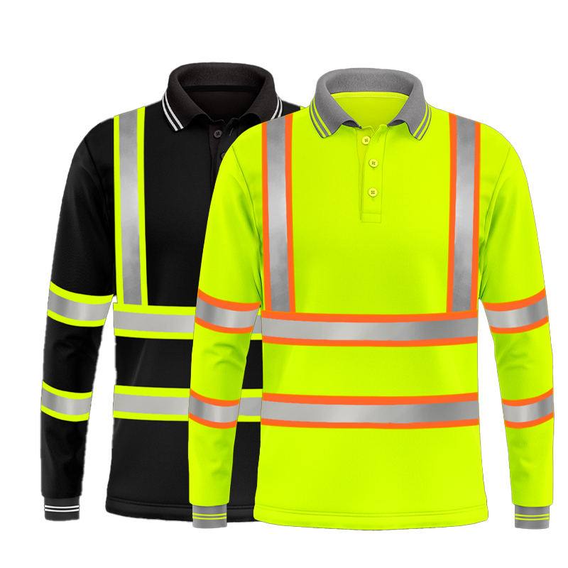Construction Safety&nbsp;Reflective&nbsp; Polo Polyester Long Sleeve Shirt&nbsp;