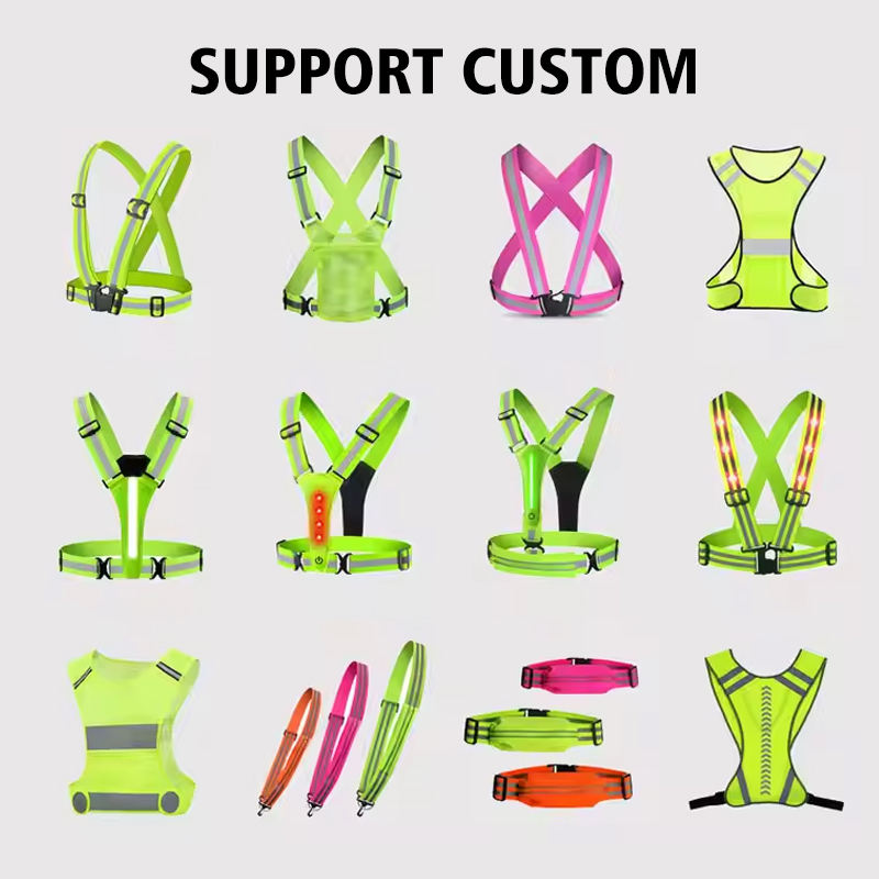 Night Cycling Unisex Safety Belt Reflector Usb Rechargeable Running Vest Strap with Led Light