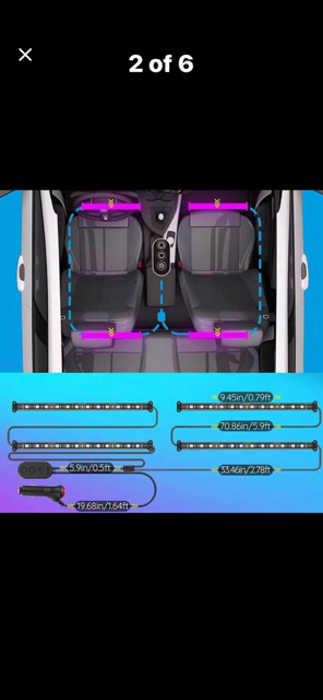 Visible at night LED Interior car light system.